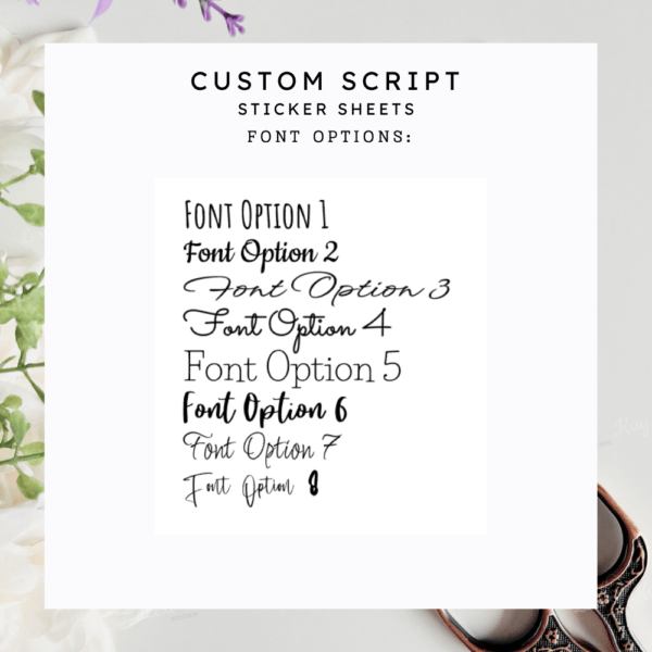 Custom Script Sticker Sheet Font Options Custom Script Sticker Sheet Font Options