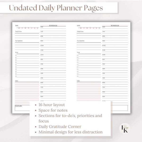 Undated Daily Planner Pages Undated Daily Planner Pages